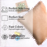 Velvet Cushion Covers Adorned With Pom Poms Set of 5, Brown
